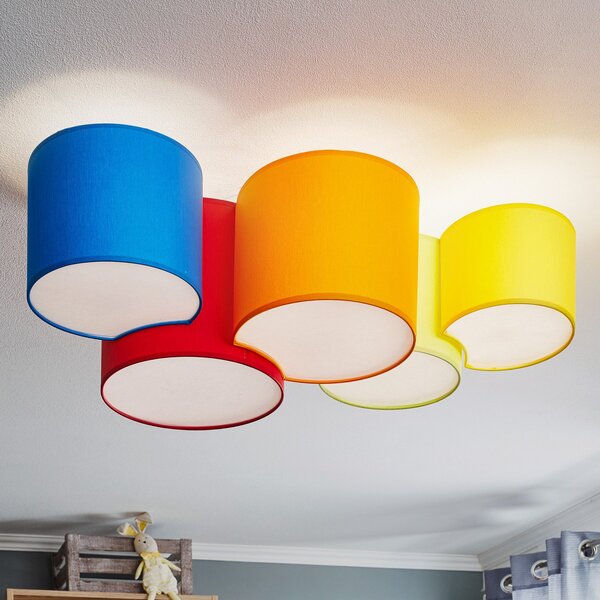 TK Lighting Plafonieră Mona cu 5 becuri, multicoloră, reglabil, Multicolor, dormitor, Țesătură / Textil, Modern