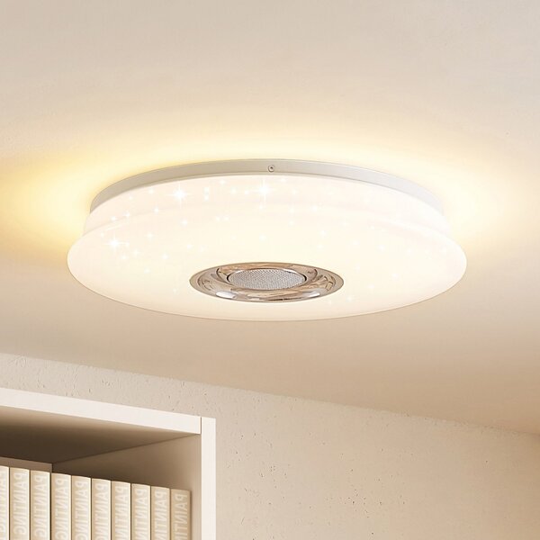 Lindby plafonieră LED Elpida, difuzor, alb, Ø 39cm, reglabil, Alb, Camera de zi / sufragerie, Plastic, Modern