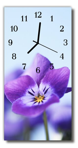Ceas de perete din sticla vertical Flori flori roșii