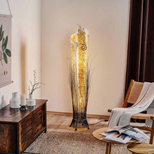 Woru YUNI lampă cu picior, exotică, 150 cm, Maro / Rugină, Camera de zi / sufragerie, Plastic, Design