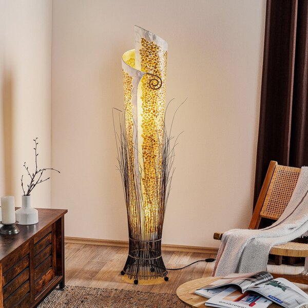 Woru YUNI lampă cu picior, exotică, 150 cm, Maro / Rugină, Camera de zi / sufragerie, Plastic, Design