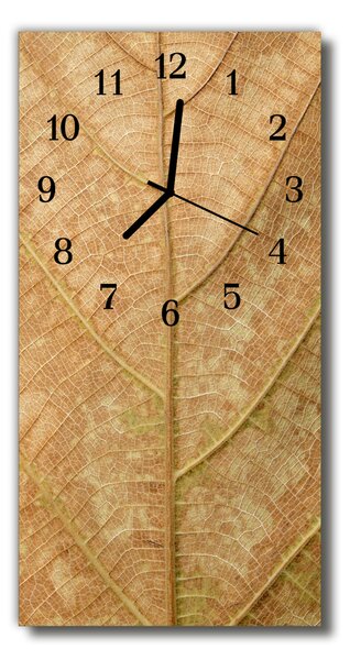 Ceas de perete din sticla vertical Natura frunze de culoare bej