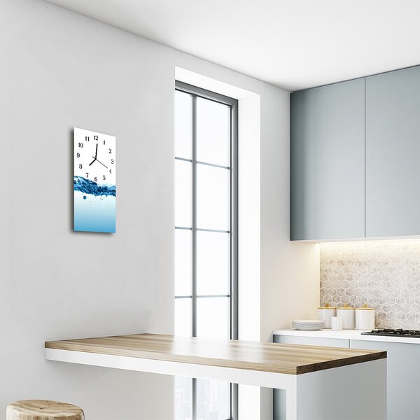 Ceas de perete din sticla vertical Natura blue water