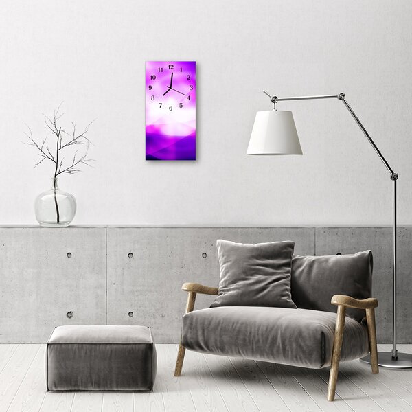 Ceas de perete din sticla vertical Arta abstractizare linii mov