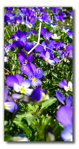 Ceas de perete din sticla vertical Primroses flori de culoare