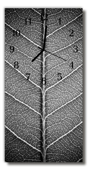 Ceas de perete din sticla vertical Natura frunze de argint
