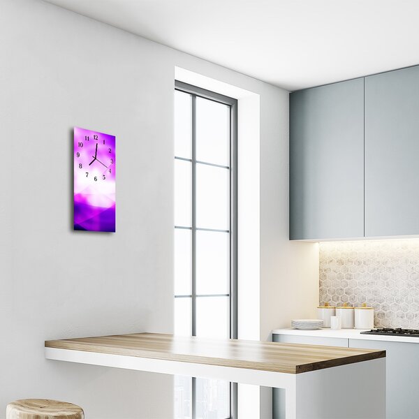 Ceas de perete din sticla vertical Arta abstractizare linii mov