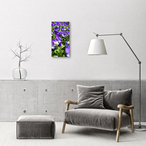 Ceas de perete din sticla vertical Primroses flori de culoare