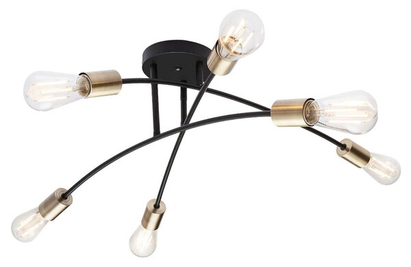 Globo Plafonieră Sarini din metal, 6 becuri, reglabil, Negru, Camera de zi / sufragerie, Metal, Modern