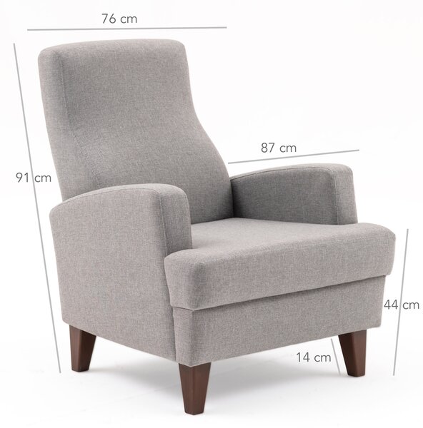 Atelier Del Sofa, Fotoliu Yamac gri deschis 76/87/91 cm