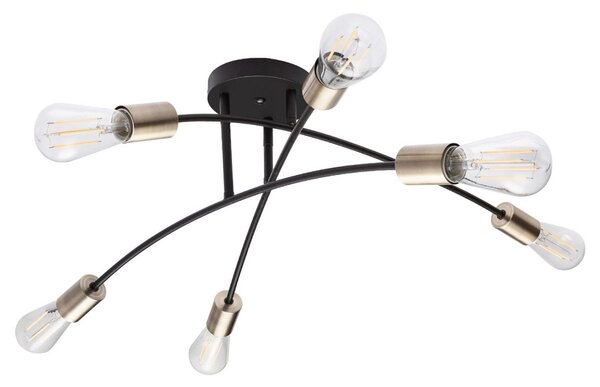 Globo Plafonieră Sarini din metal, 6 becuri, reglabil, Negru, Camera de zi / sufragerie, Metal, Modern