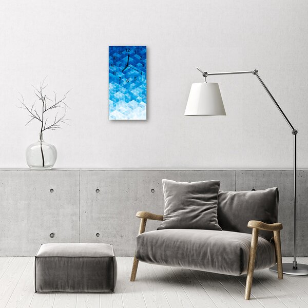Ceas de perete din sticla vertical Arta grafica abstractizare albastru