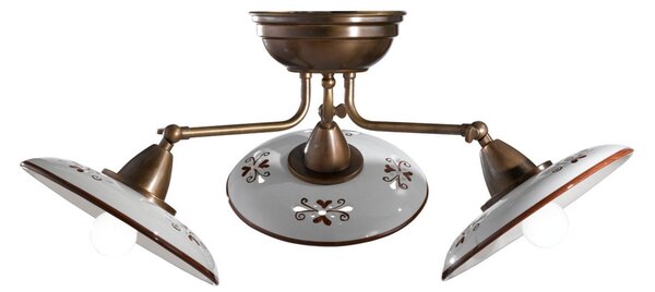 Cremasco Bassano - plafonieră ceramică trei surse maro, reglabil, Bronz / Alamă Veche, Camera de zi / sufragerie, Metal, Casă de țară / Rustic