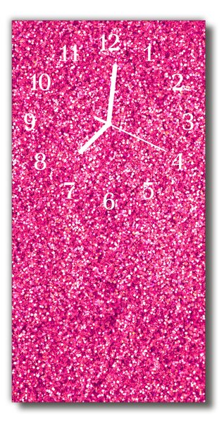 Ceas de perete din sticla vertical Sclipici roz