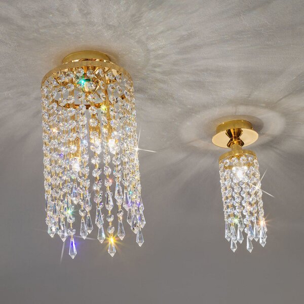 KOLARZ Charleston plafonieră cristal, Ø 10cm, reglabil, Auriu / Alamă, Camera de zi / sufragerie, Metal