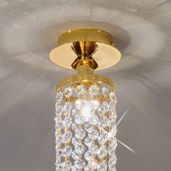 KOLARZ Charleston plafonieră cristal, Ø 10cm, reglabil, Auriu / Alamă, Camera de zi / sufragerie, Metal