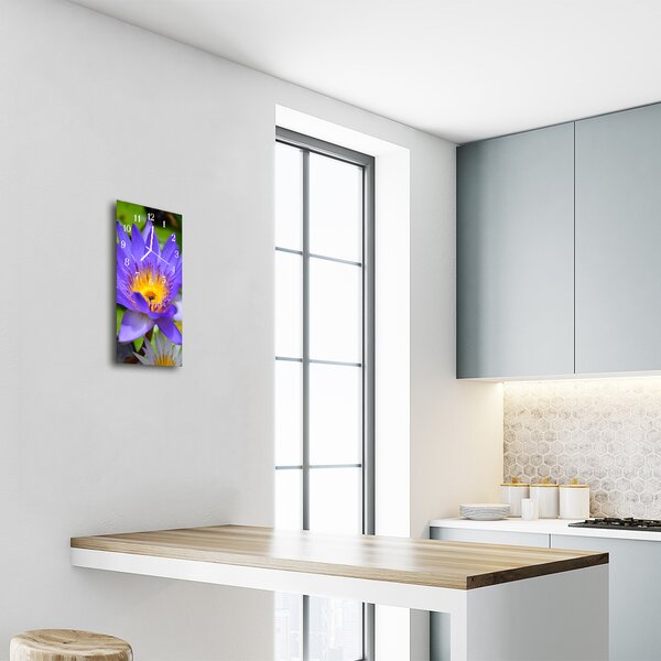 Ceas de perete din sticla vertical Flori flori de culoare
