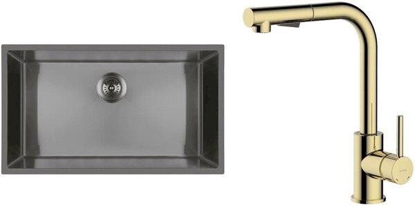 Set chiuveta din otel Oltens Stalvask 71102300, baterie bucătărie Oltens Myvat 35205800