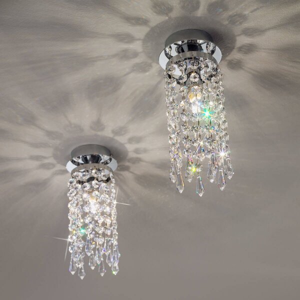 KOLARZ Charleston - plafonieră cu cristal, 24cm, reglabil, Metalic, Camera de zi / sufragerie, Metal