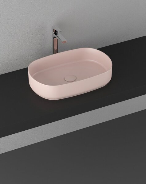 Isvea Isvea, chiuveta de blat ceramica INFINITY OVAL, 55x36cm, roz somon, 10NF65055-2S