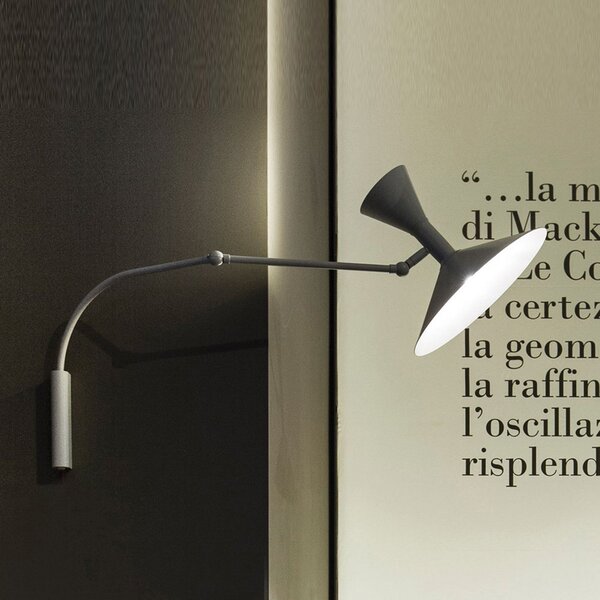 Nemo Mini Lampe de Marseille Aplică perete gri mat, Gri, Camera de zi / sufragerie, Metal