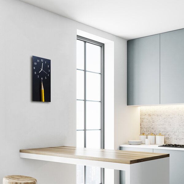 Ceas de perete din sticla vertical Creion colorat