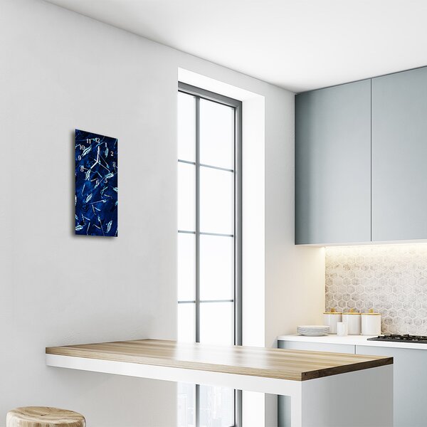 Ceas de perete din sticla vertical Animale blue fish