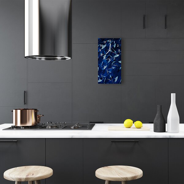 Ceas de perete din sticla vertical Animale blue fish