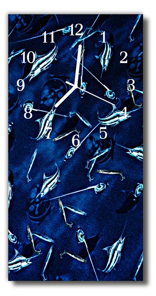 Ceas de perete din sticla vertical Animale blue fish