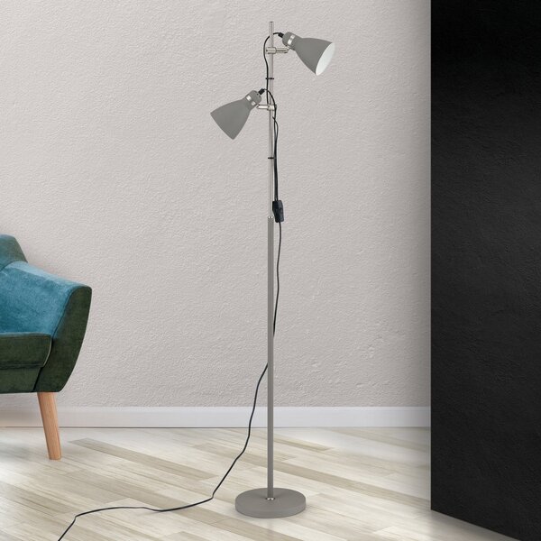 ORION Lampă de podea School cu 2 spoturi, gri, Gri, Camera de zi / sufragerie, Metal, Modern