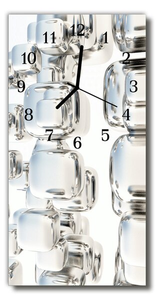 Ceas de perete din sticla vertical Argint art bone