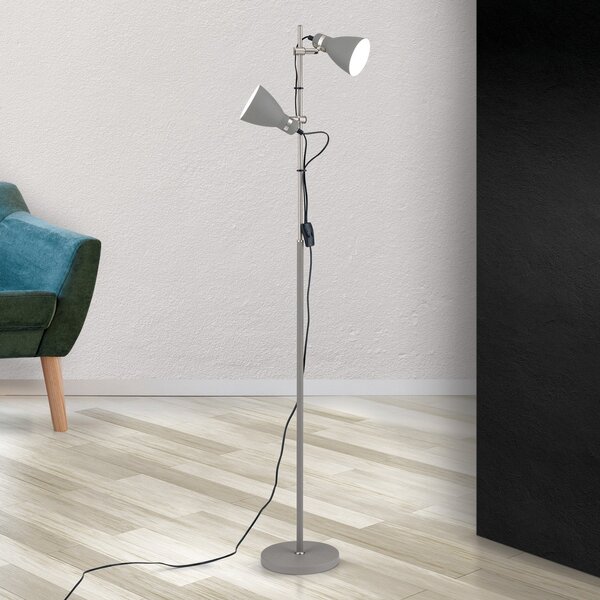 ORION Lampă de podea School cu 2 spoturi, gri, Gri, Camera de zi / sufragerie, Metal, Modern