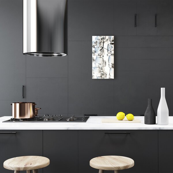 Ceas de perete din sticla vertical Argint art bone
