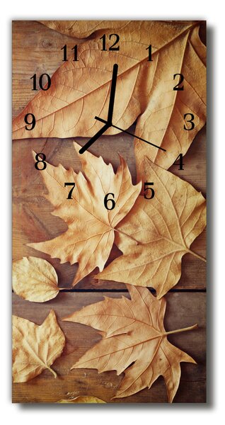 Ceas de perete din sticla vertical Natura frunze maro