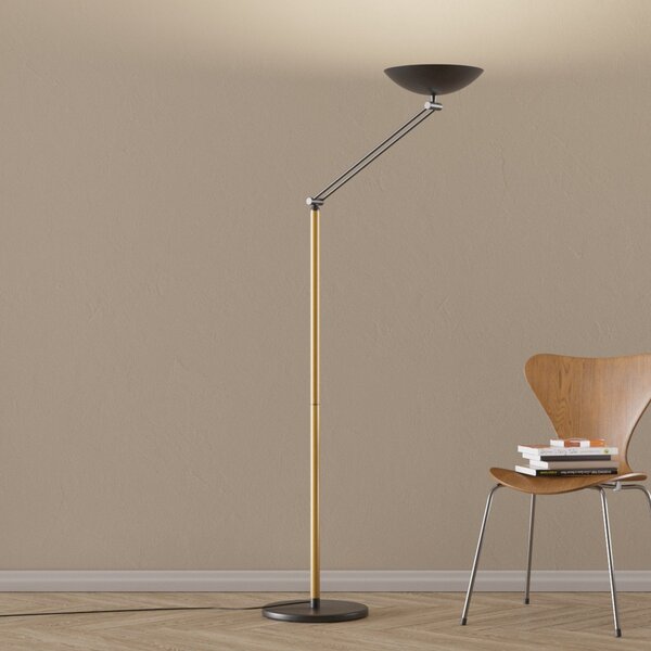 Aluminor Lib V lampadar LED, înălțime reglabilă, negru, reglabil, Lemn, Camera de zi / sufragerie, Metal, Modern