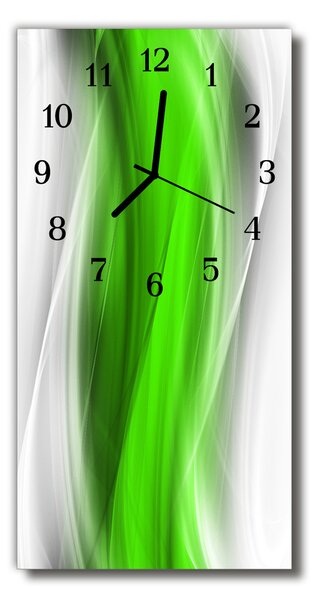 Ceas de perete din sticla vertical Arta abstracție verde