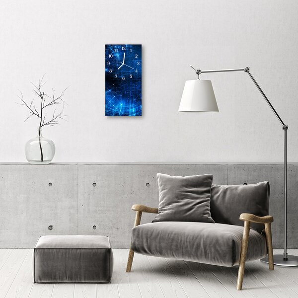 Ceas de perete din sticla vertical Matrice albastru art