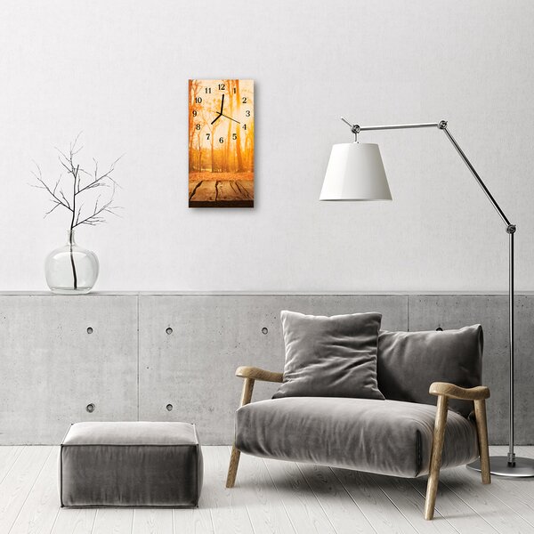 Ceas de perete din sticla vertical Pădure lemn maro