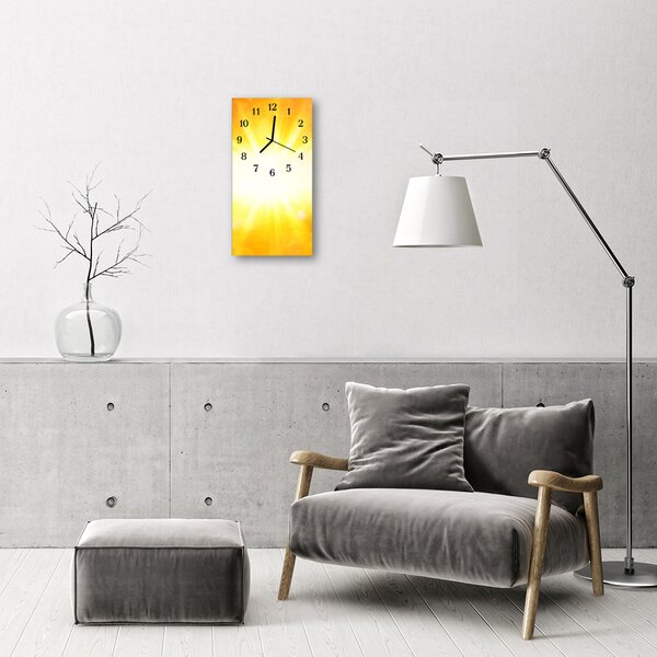Ceas de perete din sticla vertical Lumina soarelui galben