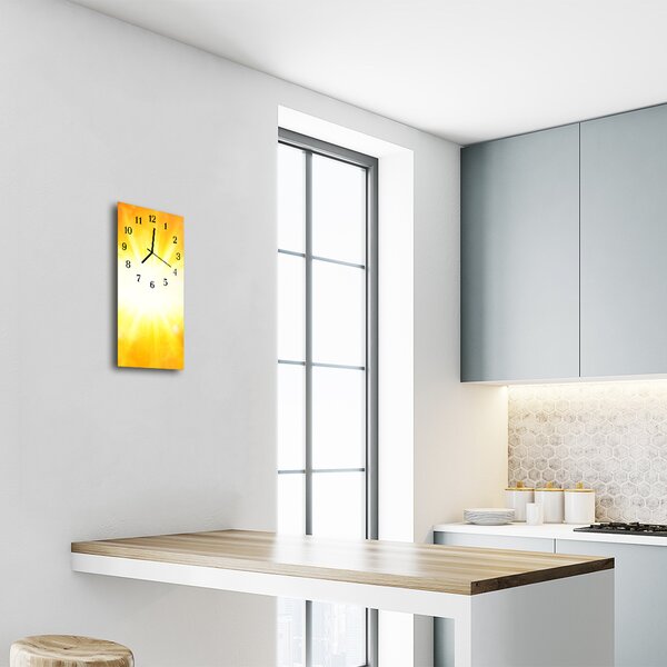 Ceas de perete din sticla vertical Lumina soarelui galben