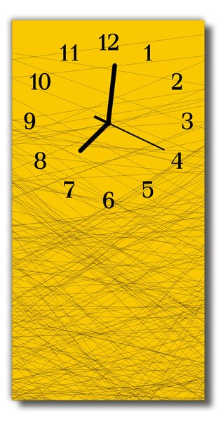Ceas de perete din sticla vertical Art linii galbene