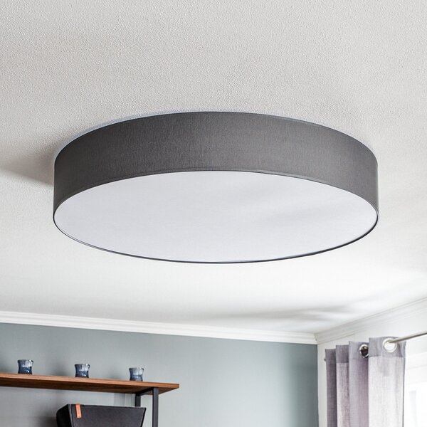 TK Lighting Plafonieră Rondo, gri Ø 80cm, reglabil, Gri, dormitor, Țesătură / Textil, Modern