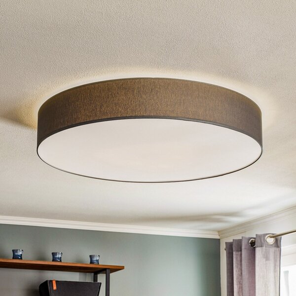 TK Lighting Plafonieră Rondo, gri Ø 80cm, reglabil, Gri, dormitor, Țesătură / Textil, Modern