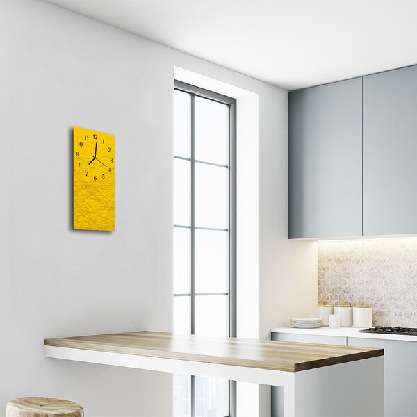 Ceas de perete din sticla vertical Art linii galbene