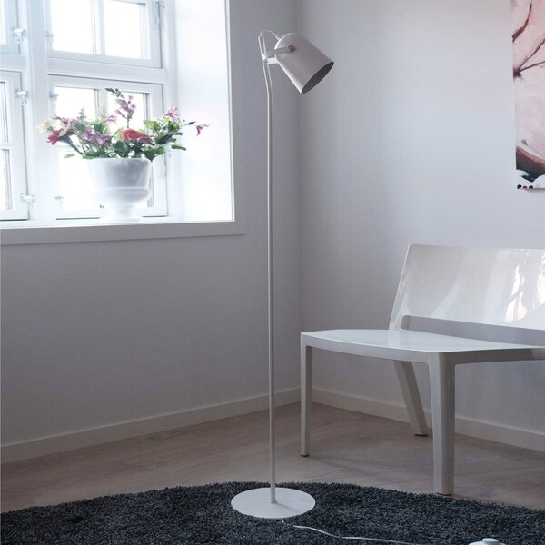 Dyberg Larsen Oslo lampadar din metal, alb, Alb, Camera de zi / sufragerie, Metal, Scandinavă, Lumină de lectură