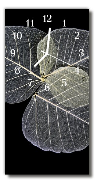 Ceas de perete din sticla vertical Frunze natura plantelor gri