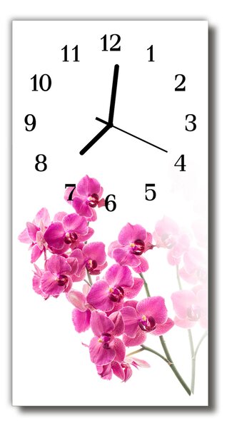Ceas de perete din sticla vertical Orhidee flori de culoare
