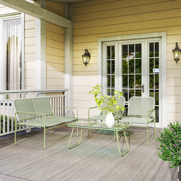 Outsunny Ratan Verde Balcon | Aosom Romania
