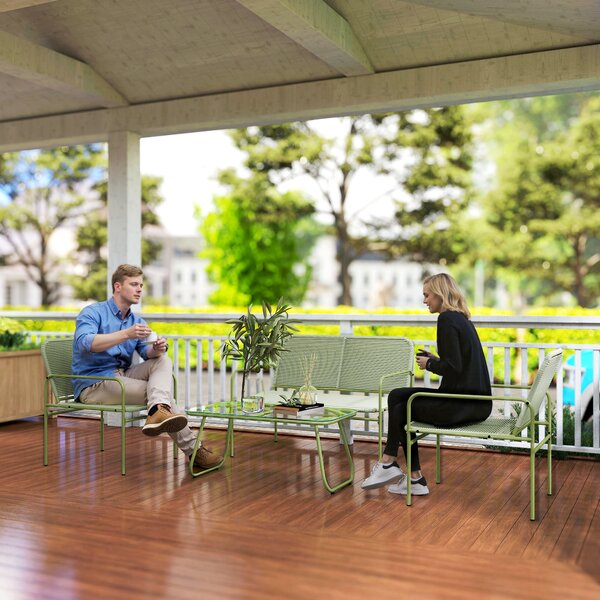 Outsunny Ratan Verde Balcon | Aosom Romania
