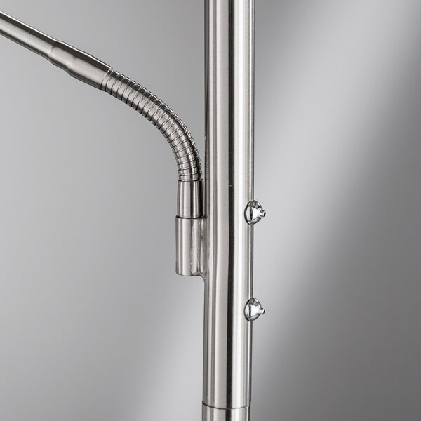 FISCHER & HONSEL Lampadar LED Dent, culoare nichel, 180 cm, CCT, 2 becuri, reglabil, Gri, Camera de zi / sufragerie, Metal, Modern, Lumină de lectură